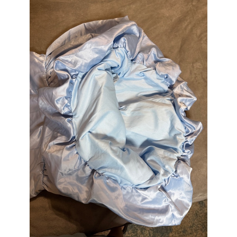 NWOT Lulus XXL Regal Cutie Light Blue Satin‎ Square Neck Bubble-Hem Mini Dress - Picture 8 of 10